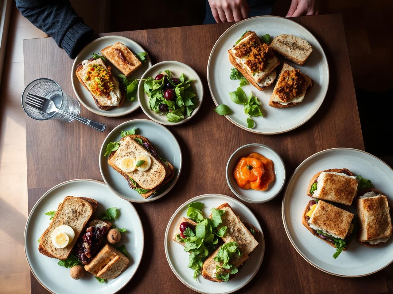 Frokostbord anrettet på kontoret
